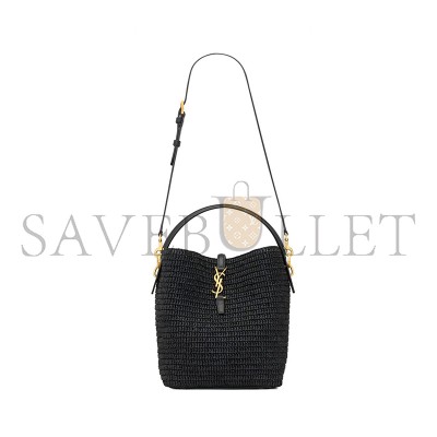 YSL LE 37 IN WOVEN RAFFIA AND VEGETABLE-TANNED LEATHER 773991GAAEC1000 (20*25*16cm)